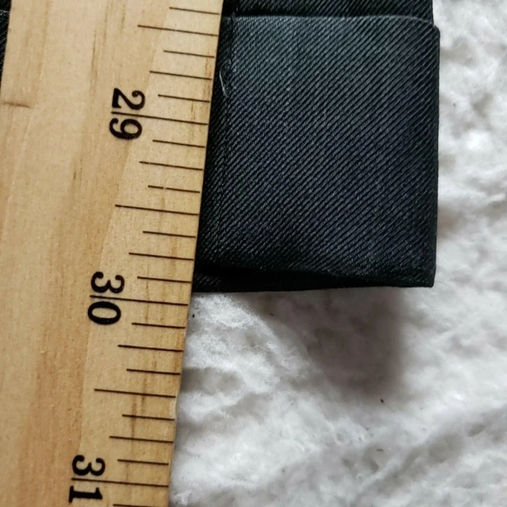 Van Heusen Dress Pants Mens 46x30 Black Herringbone Classic Fit Polyester Slacks
